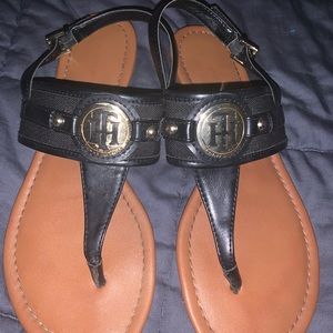 Tommy Hilfiger black sandals, size 8